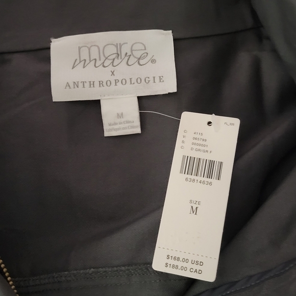 Anthropologie Mare Mare Puffed Sleeve Cropped Trench Field Cargo Utility Jacket - Picture 4 of 6